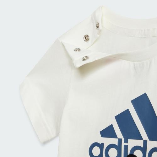 Rückansicht von adidas Disney Micky Maus T-Shirt-Set Trainingsanzug Kinder Off White / Preloved Ink / Semi Spark