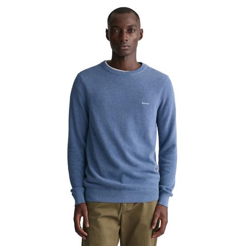 Rückansicht von GANT Strickpullover Strickpullover Herren Jeansblau Melange