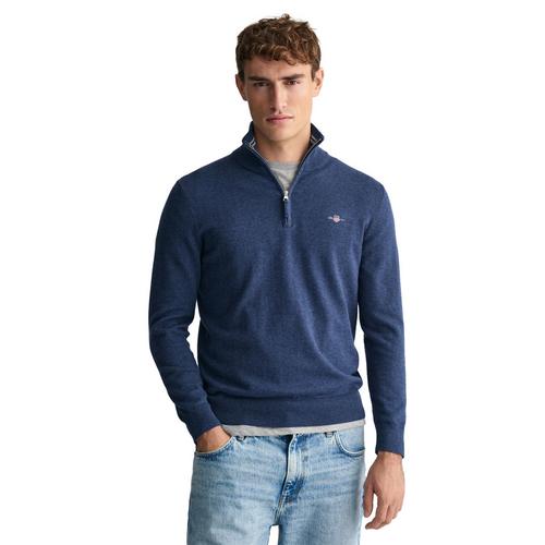 Rückansicht von GANT Strickpullover Strickpullover Herren Jeansblau Melange