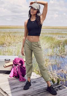 Rückansicht von LASCANA Active Trekkinghose Wanderhose Damen khaki