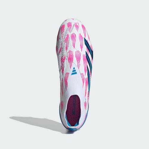 Rückansicht von adidas Predator Elite Laceless FG Fußballschuh Fußballschuhe Cloud White / Solar Blue / Solar Pink