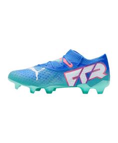 Rückansicht von PUMA FUTURE 7 Ultimate Low FG/AG Lights Out Fußballschuhe blauweiss