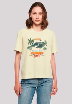 Rückansicht von F2 F2 Be Happy And Surf Bulli Sommer T-Shirt Damen softyellow