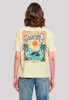 Rückansicht von F2 F2 Surfers Sunset Sommer Vibes T-Shirt Damen softyellow