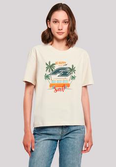 Rückansicht von F2 F2 Be Happy And Surf Bulli Sommer T-Shirt Damen Whitesand