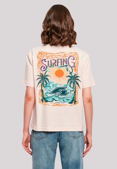 Rückansicht von F2 F2 Surfers Sunset Sommer Vibes T-Shirt Damen pink