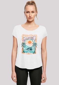 Rückansicht von F2 F2 Surfers Sunset Sommer Vibes T-Shirt Damen weiß