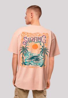 Rückansicht von F2 F2 Surfers Sunset Sommer Vibes T-Shirt Herren amber