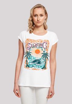 Rückansicht von F2 F2 Surfers Sunset Sommer Vibes T-Shirt Damen weiß