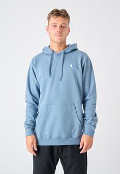 Rückansicht von Cleptomanicx Hooded Embro Gull 2 Kapuzenshirt Herren Blue Mirage