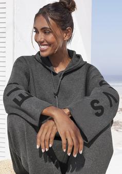 Rückansicht von ELBSAND Kapuzenpullover Hoodie Damen anthrazit