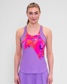 Rückansicht von BIDI BADU Spike Tank Tennisshirt Damen lila/pink