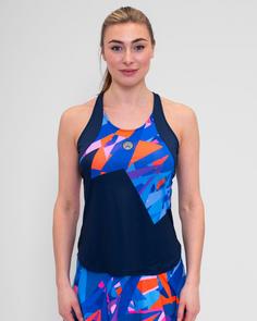 Rückansicht von BIDI BADU Spike Tank Tennisshirt Damen dunkelblau/blau