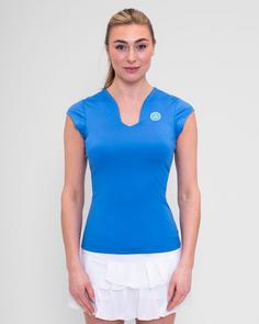 Rückansicht von BIDI BADU Spike V-Neck Tee Tennisshirt Damen blau