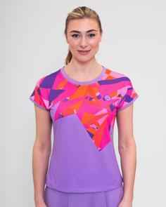 Rückansicht von BIDI BADU Spike Capsleeve Tennisshirt Damen lila/pink