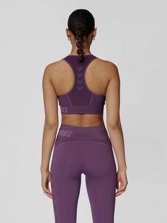 Rückansicht von hummel hmlTE CHRISTEL SEAMLESS SPORTS TOP Funktionsshirt Damen PLUM PERFECT/BELLFLOWER MELAN