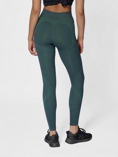 Rückansicht von hummel hmlMT POWER SEAMLESS MW TIGHTS Tights Damen GREEN GABLES