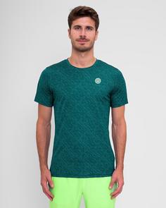 Rückansicht von BIDI BADU Spike Crew Two Colored Tee Tennisshirt Herren dunkelgrün/grün
