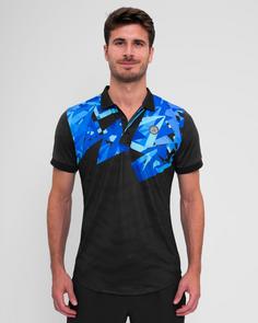 Rückansicht von BIDI BADU Spike Polo Tennisshirt Herren dunkelgrau/blau