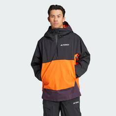 Rückansicht von adidas Terrex Xperior 2L Lined RAIN.RDY Anorak Trainingsjacke Herren Black / Aurora Black / Semi Impact Orange