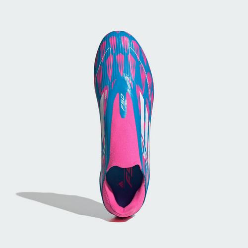 Rückansicht von adidas F50 League Laceless FG/MG Fußballschuh Fußballschuhe Solar Blue / Cloud White / Solar Pink