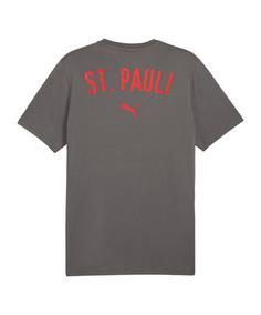 Rückansicht von PUMA FC St. Pauli Casual T-Shirt Fanshirt graurot