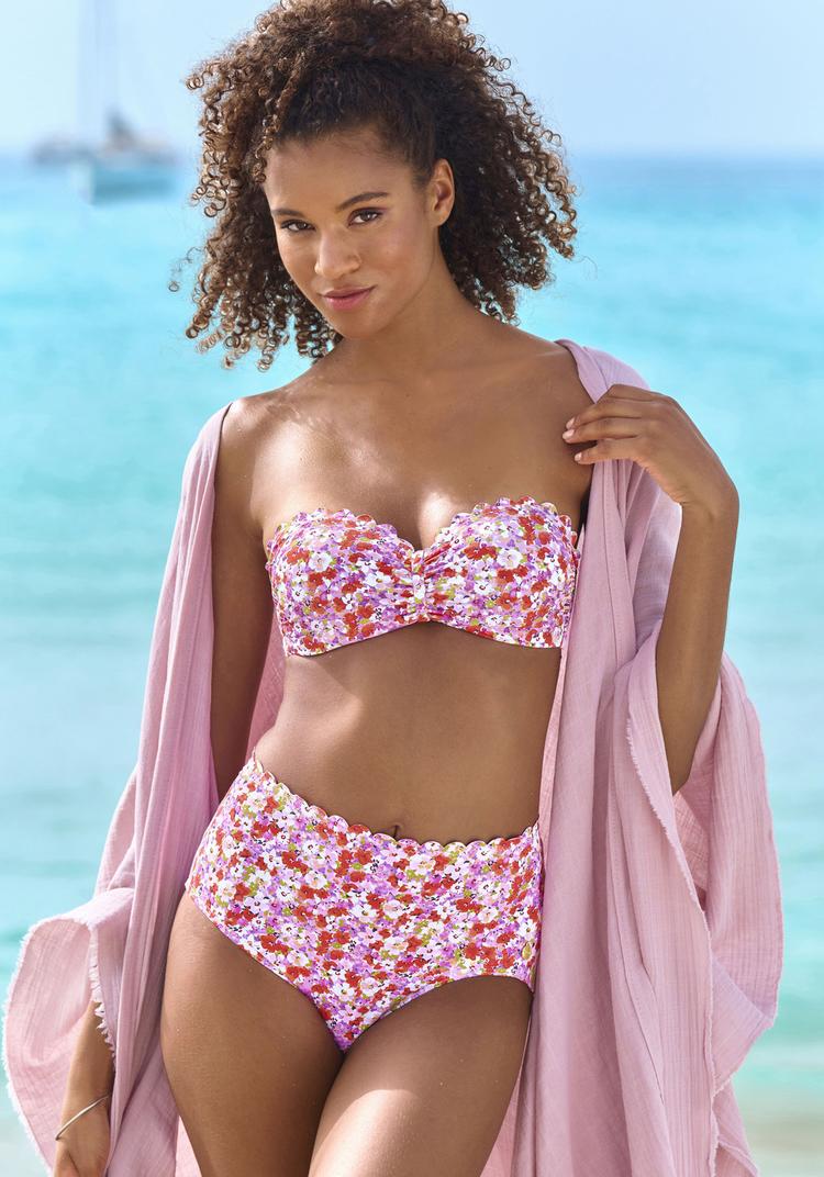 Lascana Lascana B&uuml;gel-Bandeau-Bikini-Top Bikini Oberteil Damen - rot-flieder - 0 | SportScheck