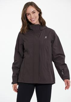 Rückansicht von Gipfelglück Barbara Outdoorjacke Damen Shale Mud