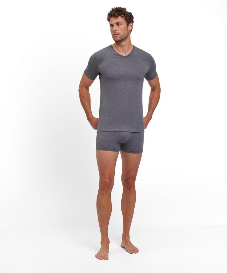 Falke Falke UW Regular V-Neck T-Shirt CO/EL m Unterhemd Herren - dark grey -heather (3278) - 1 | SportScheck