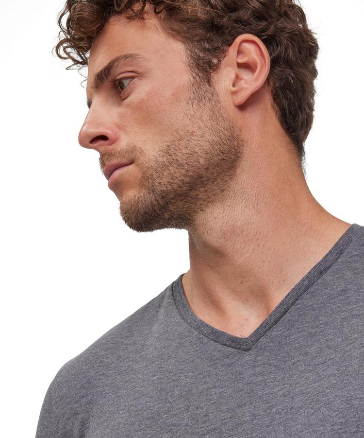 Falke Falke UW Regular V-Neck T-Shirt CO/EL m Unterhemd Herren - dark grey -heather (3278) - 3 | SportScheck