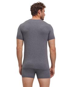 Rückansicht von Falke UW Deep V-Neck T-Shirt CO/EL m Unterhemd Herren dark grey -heather (3278)