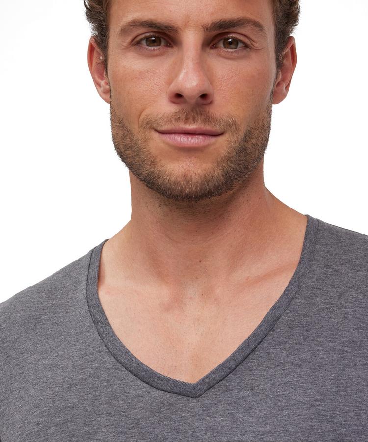 Falke Falke UW Deep V-Neck T-Shirt CO/EL m Unterhemd Herren - dark grey -heather (3278) - 3 | SportScheck