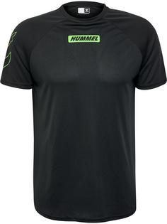 hummel hmlTE TOPAZ T-SHIRT Funktionsshirt Herren BLACK/POISON GREEN