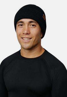 Rückansicht von DANISH ENDURANCE Merino Mütze mit Fleece Beanie schwarz