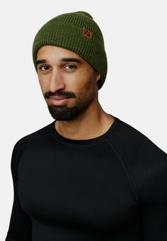 Rückansicht von DANISH ENDURANCE Merino Mütze mit Fleece Beanie green