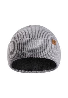 DANISH ENDURANCE Merino Mütze mit Fleece Beanie hellgrau