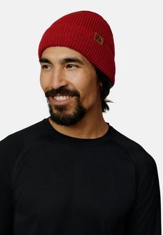 Rückansicht von DANISH ENDURANCE Merino Mütze mit Fleece Beanie red