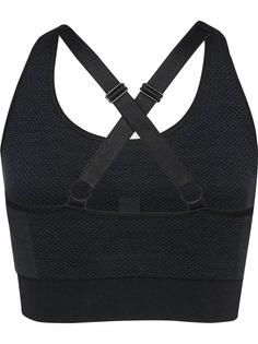 Rückansicht von hummel hmlMT SHINE SEAMLESS SPORTS BRA Sport-BH Damen BLACK MELANGE