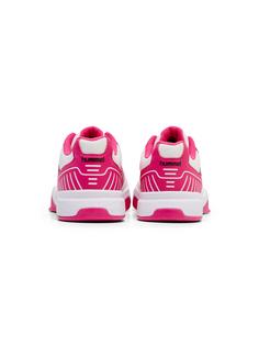 Rückansicht von hummel ALL COURT Hallenschuhe Damen BRIGHT WHITE/RASPBERRY SORBET