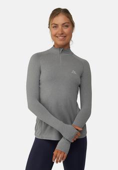 Rückansicht von DANISH ENDURANCE Half Zip Langarmshirt Damen grey mélange