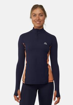 Rückansicht von DANISH ENDURANCE Half Zip Langarmshirt Damen navy/peach