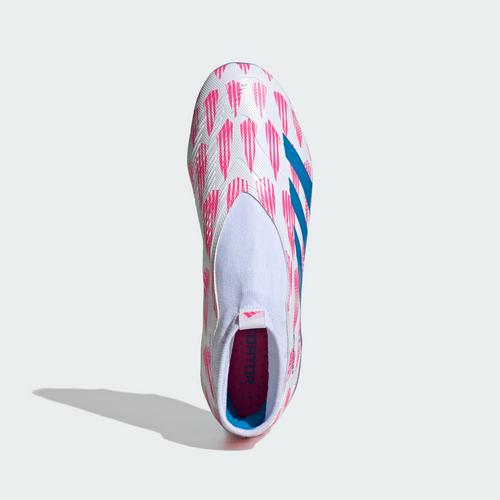 Rückansicht von adidas Predator League Laceless FG Fußballschuh Fußballschuhe Cloud White / Solar Blue / Solar Pink