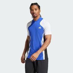 Rückansicht von adidas Tennis Pro HEAT.RDY FreeLift Poloshirt Funktionsshirt Herren Lucid Blue / White / Black
