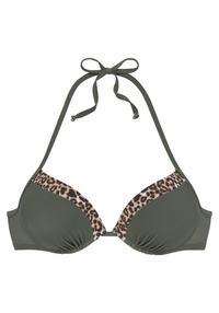 Lascana Push-Up-Bikini-Top Bikini Oberteil Damen - oliv-leo