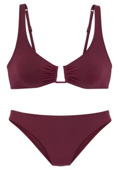 S.OLIVER Bustier-Bikini Bikini Set Damen bordeaux