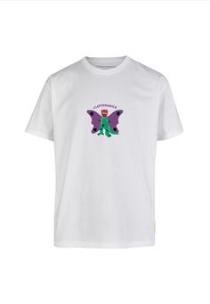 Cleptomanicx Boxy Tee Butterdragon Printshirt Herren White