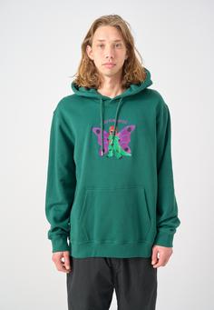 Rückansicht von Cleptomanicx Boxy Hooded Butterdragon Hoodie Herren Rain Forest