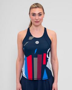 Rückansicht von BIDI BADU New York 2024 Tank Tennisshirt Damen dunkelblau/rot/blau