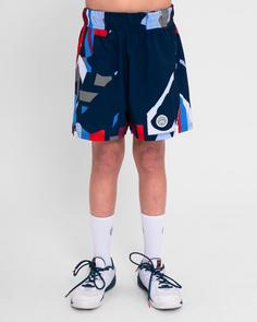 Rückansicht von BIDI BADU New York 2024 Junior Shorts Tennisshorts Kinder dunkelblau/rot/blau