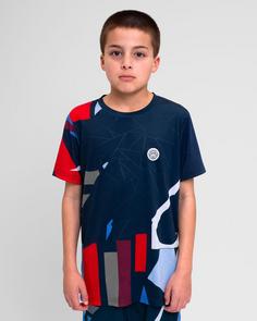 Rückansicht von BIDI BADU New York 2024 Junior Tee Tennisshirt Kinder dunkelblau/rot/blau